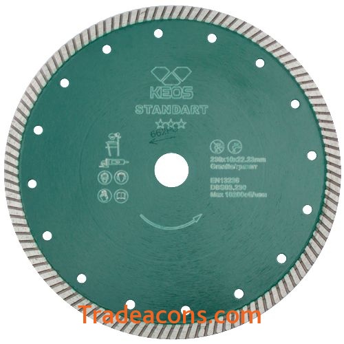 картинка диск алмазный keos standart turbo (гранит) 230мм/22,23 (dbs03.230) от интернет магазина Трейдаконс
