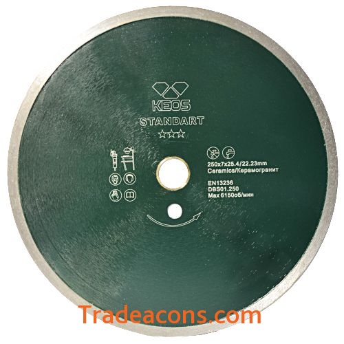 картинка диск алмазный keos standart сплошной (керамогранит) 250мм/25,4/22,23 (dbs01.250) от интернет магазина Трейдаконс