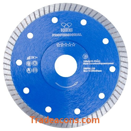 картинка диск алмазный keos professional 125мм/22,23 сплошной турбированный 1.2мм (dbp04.125) от интернет магазина Трейдаконс