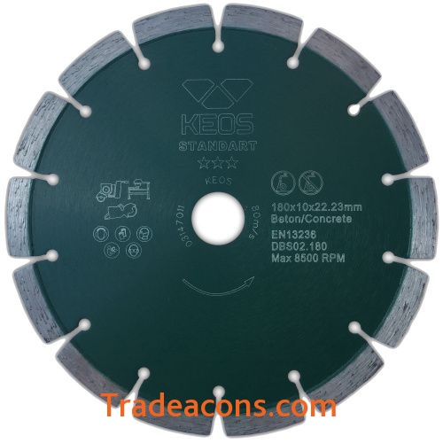 картинка диск алмазный keos standart сегментный (бетон) 180мм/22,23 (dbs02.180) от интернет магазина Трейдаконс