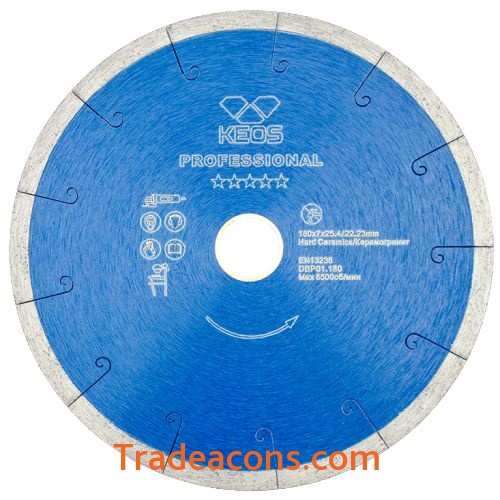картинка диск алмазный keos professional 180мм/25,4/22,23/ сплошной (керамогранит) (dbp01.180) от интернет магазина Трейдаконс