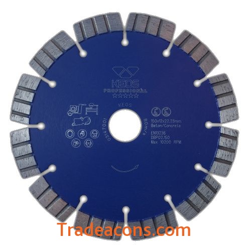 картинка диск алмазный keos professional сегментный (бетон) 150мм/22,23 (dbp02.150) от интернет магазина Трейдаконс