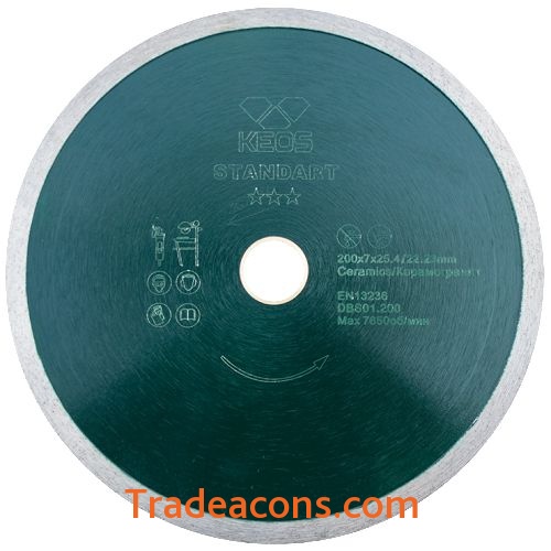 картинка диск алмазный keos standart сплошной (керамогранит) 200мм/25,4/22,23 (dbs01.200) от интернет магазина Трейдаконс