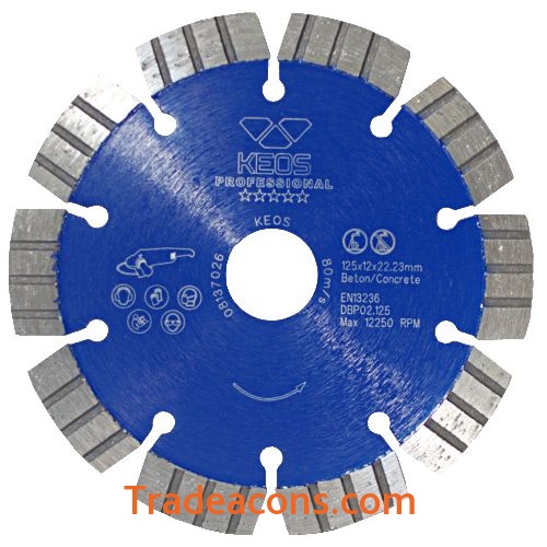 картинка диск алмазный keos professional сегментный (бетон) 125мм/22,23 (dbp02.125) от интернет магазина Трейдаконс