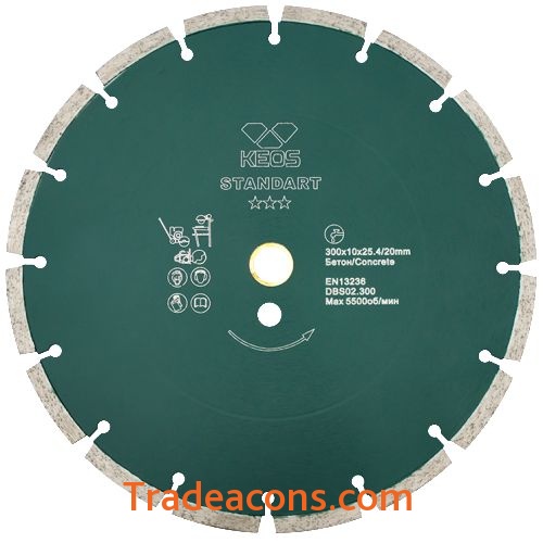 картинка диск алмазный keos standart сегментный (бетон) 300мм/25,4/20 (dbs02.300) от интернет магазина Трейдаконс