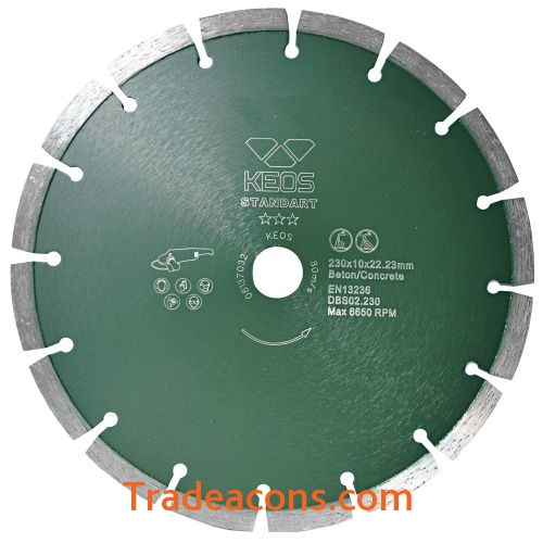 картинка диск алмазный keos standart сегментный (бетон) 230мм/22,23 (dbs02.230) от интернет магазина Трейдаконс