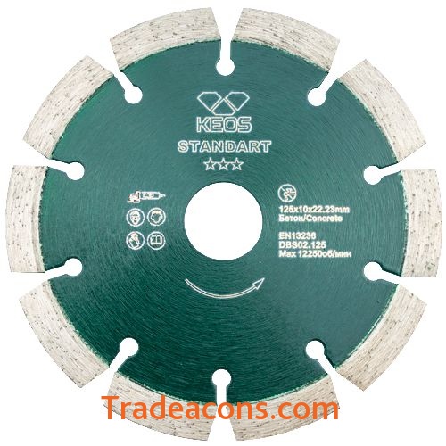картинка диск алмазный keos standart сегментный (бетон) 125мм/22,23 (dbs02.125) от интернет магазина Трейдаконс
