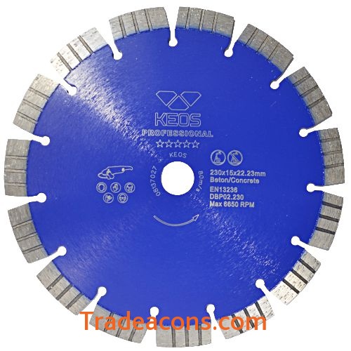 картинка диск алмазный keos professional сегментный (бетон) 230мм/22,23 (dbp02.230) от интернет магазина Трейдаконс
