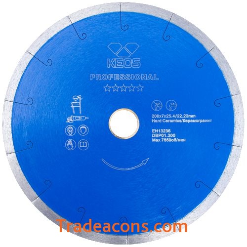 картинка диск алмазный keos professional 200мм/25,4/22,23/ сплошной (керамогранит) (dbp01.200) от интернет магазина Трейдаконс