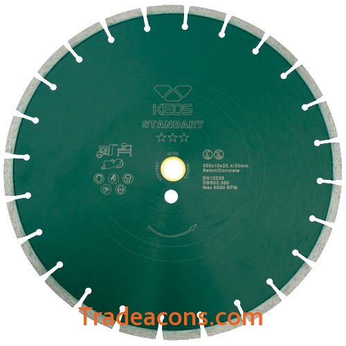 картинка диск алмазный keos standart сегментный (бетон) 350мм/25,4/20 (dbs02.350) от интернет магазина Трейдаконс