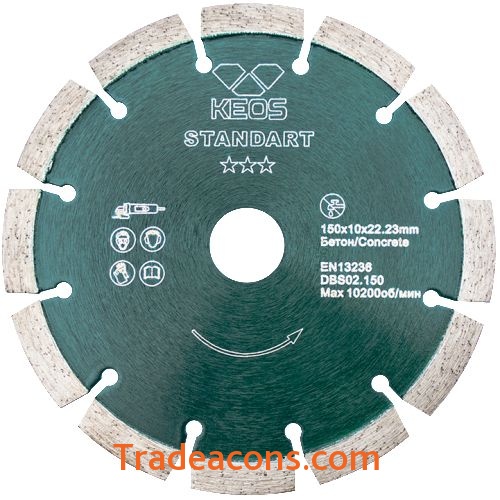 картинка диск алмазный keos standart сегментный (бетон) 150мм/22,23(dbs02.150) от интернет магазина Трейдаконс